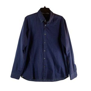 Ted Baker Shirt Men's 5 Purple Blue Cotton Stretch Collared Classic‎ Button-Up